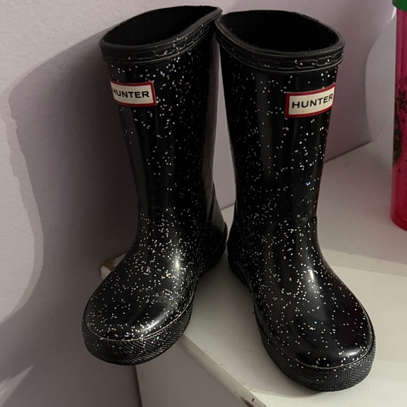 Hunter Other - Hunter Kids Black Sparkly glitter Rain Boots